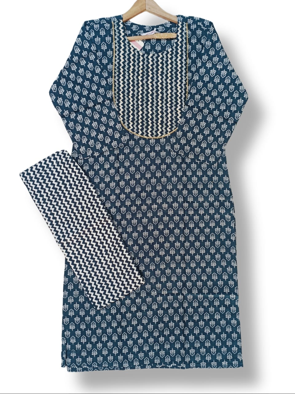 PRINTED COTTON EMBROIDERY KURTI PANT SET